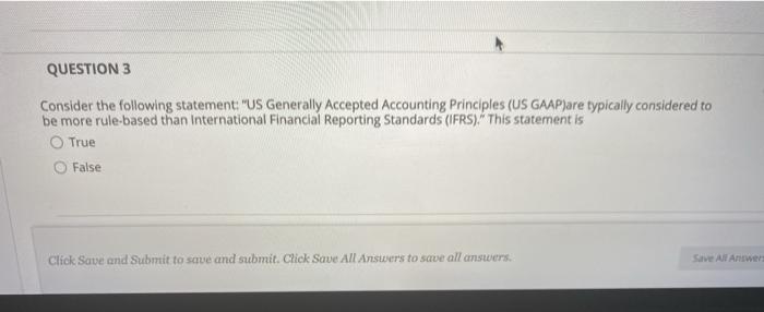  QUESTION 3 Consider the following statement "US Generally Accepted Accounting Principles