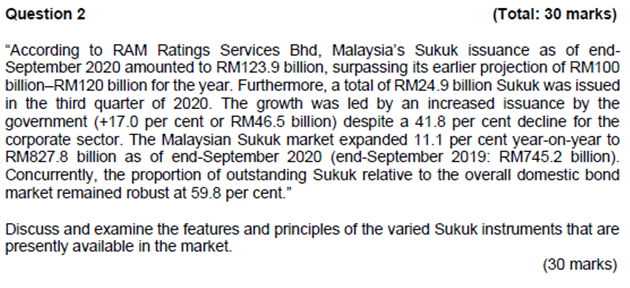  Question 2 (Total: 30 marks) According to RAM Ratings Services Bhd,