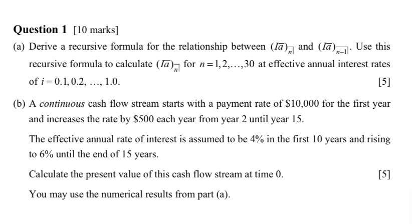  Question 1 [10 marks] n-1 (a) Derive a recursive formula for
