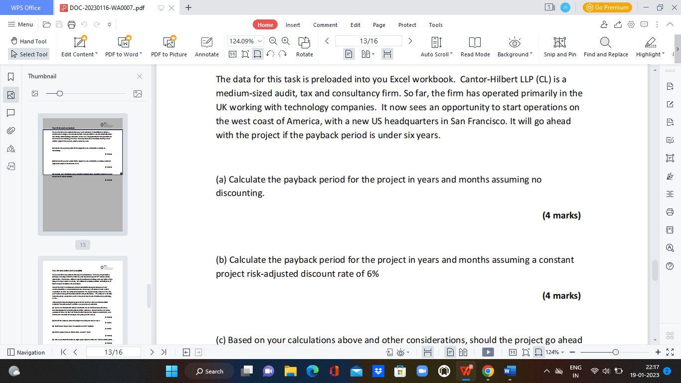  The data for this task is preloaded into you Excel workbook.