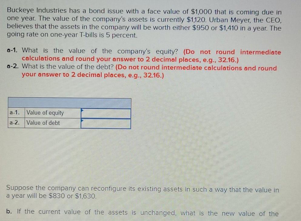 Buckeye Industries has a bond issue with a face value of