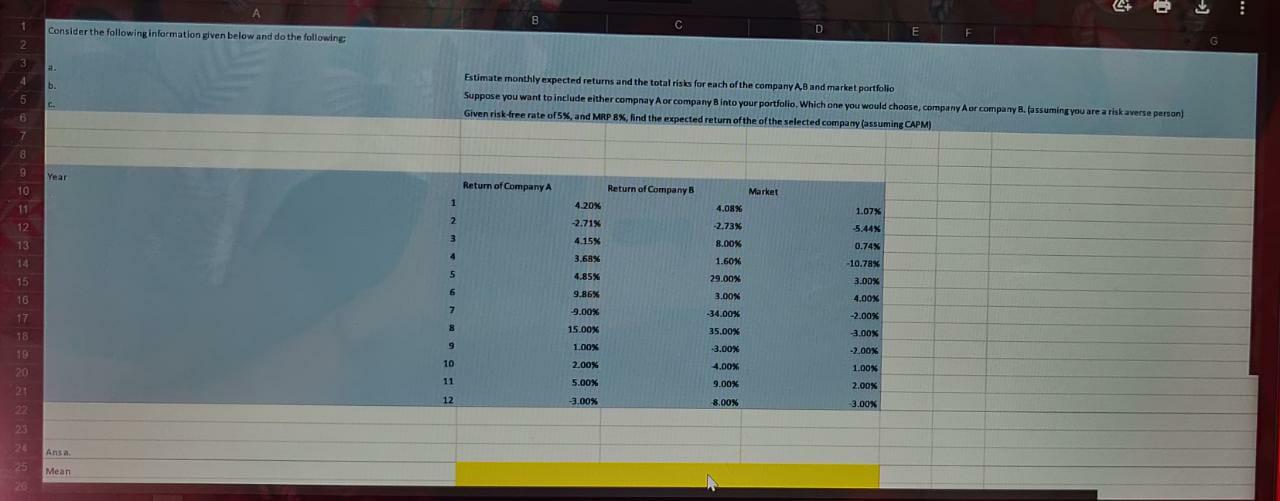 4+ B Consider the following information given below and do the