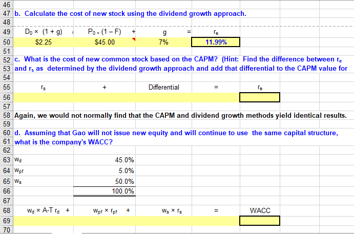 for the stock of Gao Computing sells for $50, and last years