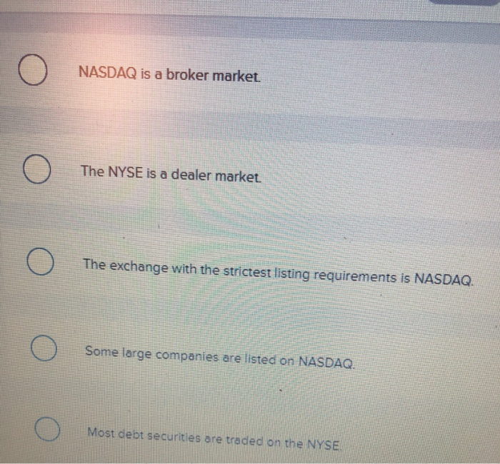 broker market The NYSE is a dealer market The exchange with the