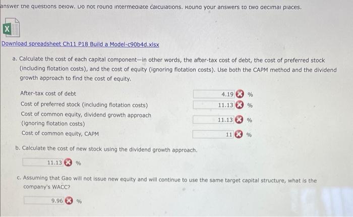details are in my question complete the questions Excel Activity: WACC Start