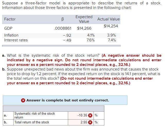  Suppose a three-factor model is appropriate to describe the returns of