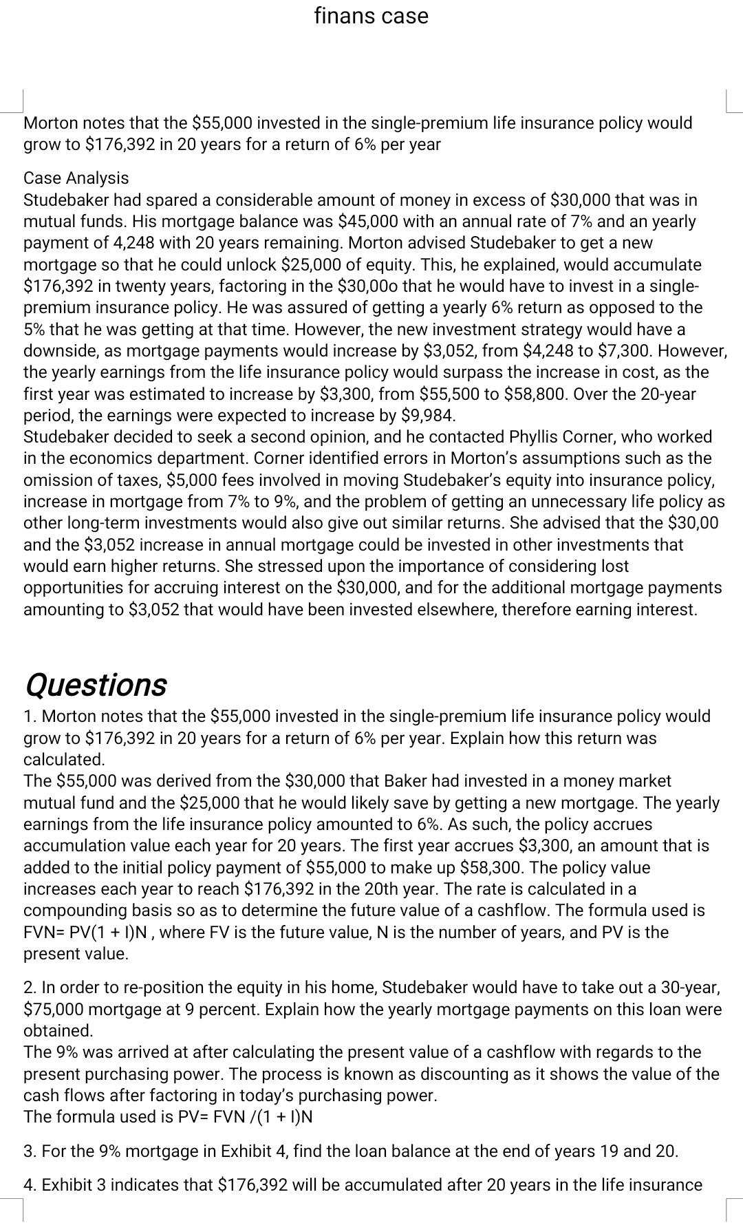  Can YOU Solve 2. and 3. question finans case Morton notes