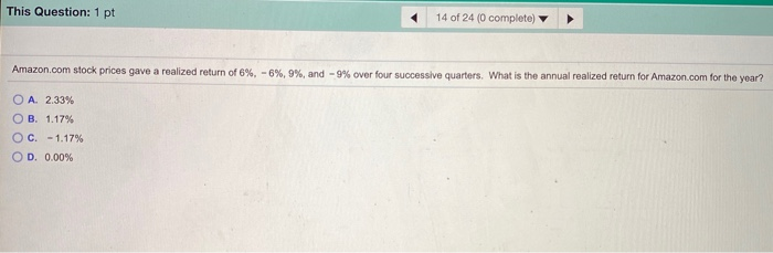  This Question: 1 pt 14 of 24 (0 complete) Amazon.com stock