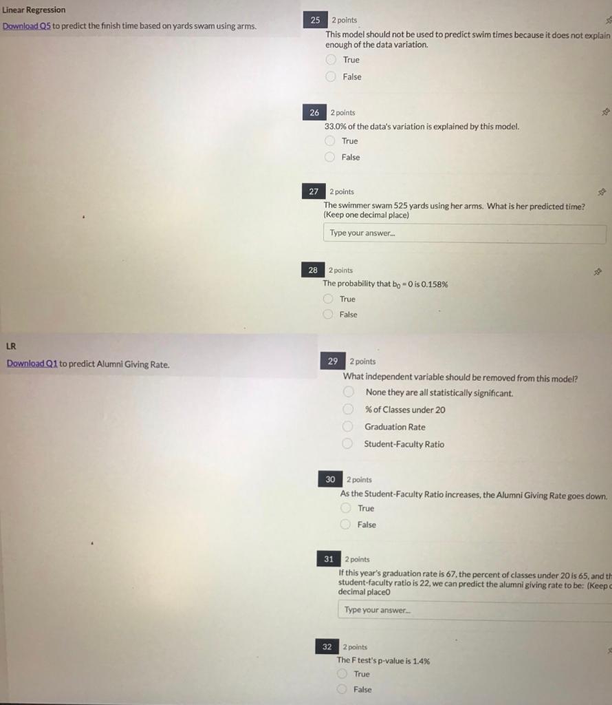  Linear Regression Download Q5 to predict the finish time based on