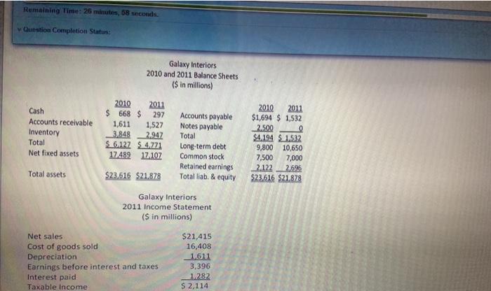  Remaining Time: 26 minutes, 58 seconds Question Completion Status: Galaxy Interiors