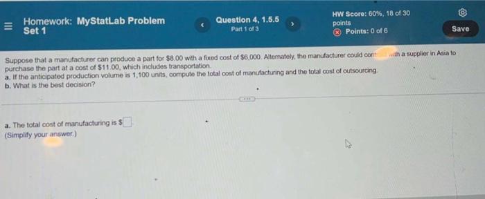  Homework: MyStatLab Problem Set 1 Question 4, 1.5.5 Part 1 of