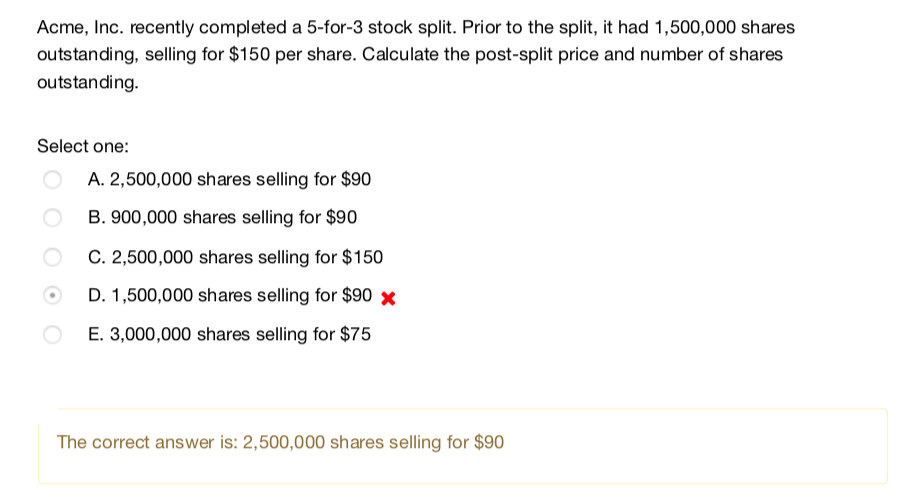 How do I solve this for the correct answer? Acme, Inc. recently