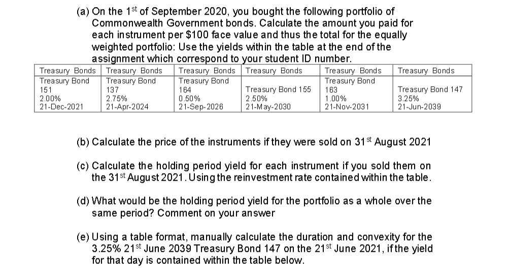  ONLY HELP ME WITH QUESTION E, THE YIELD GIVEN IS 0.811%.