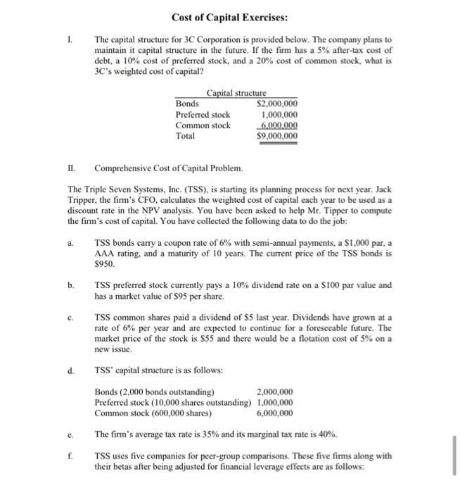 please use excel to solve, show using excel functions. 1. Cost of