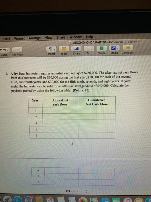  Insert Format Arrange View Share Window Help AEC340-CH04 PARTO1-Homework-Edited 125% +