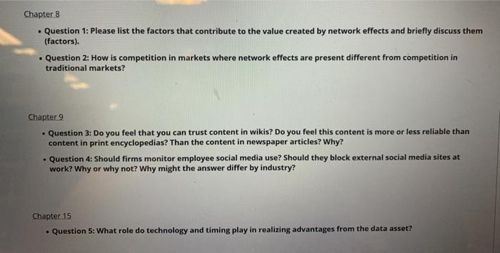  Chapter 8 Question 1: Please list the factors that contribute to