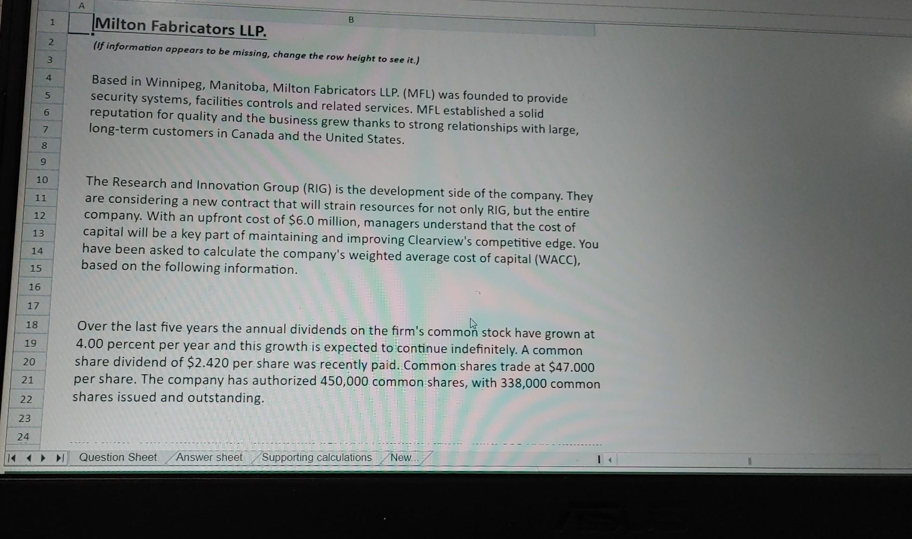 please help ASAP (If information appears to be missing, change the row