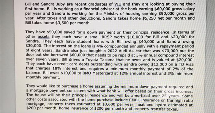 i need help with these 3 questions please ! Bill and Sandra