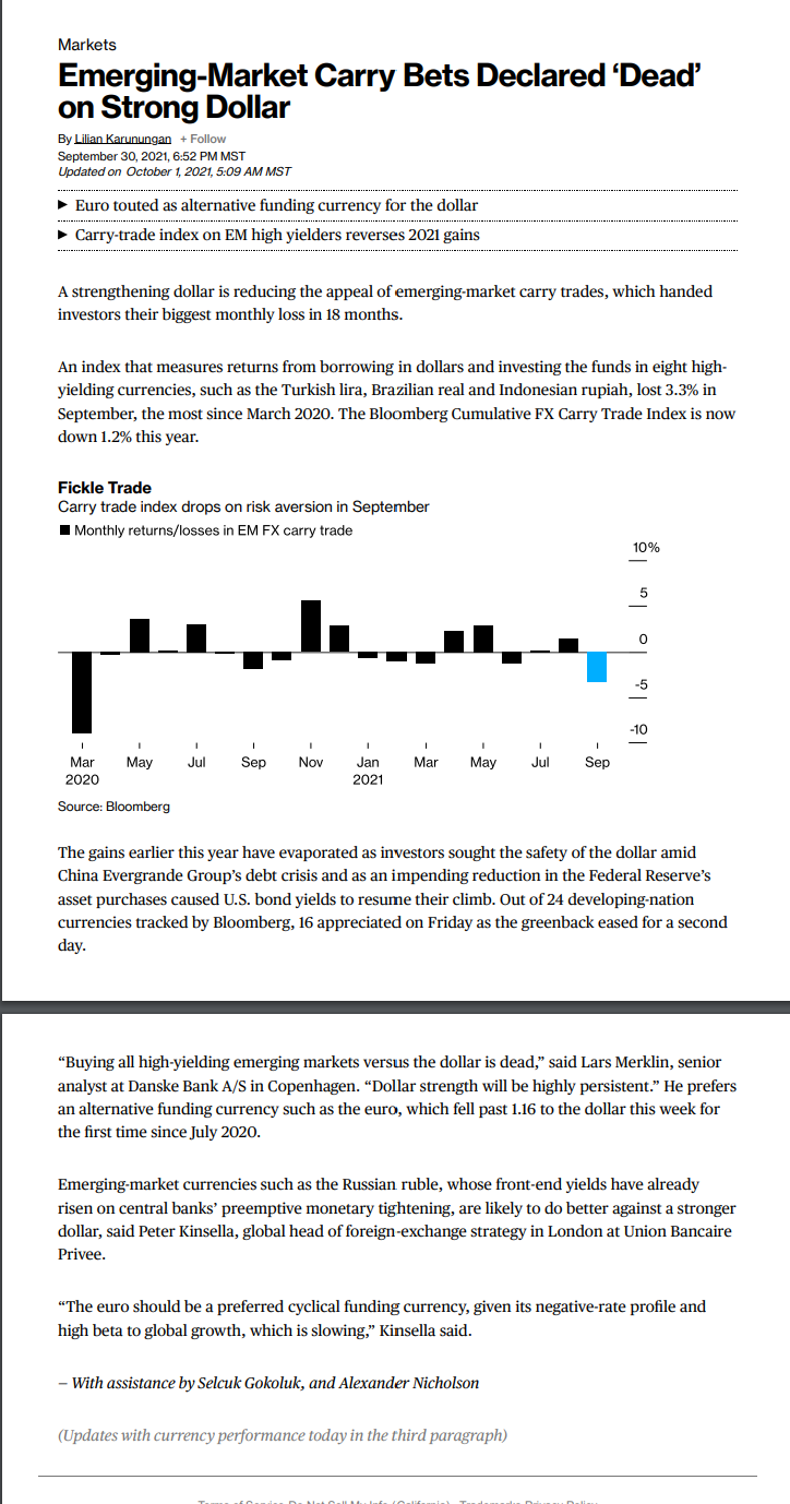 explain why a "strengthening dollar" would negatively affect the outcome of