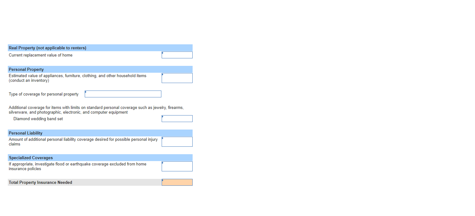 Inventory with Estimated Replacement Values - Calculate the total replacement cost for