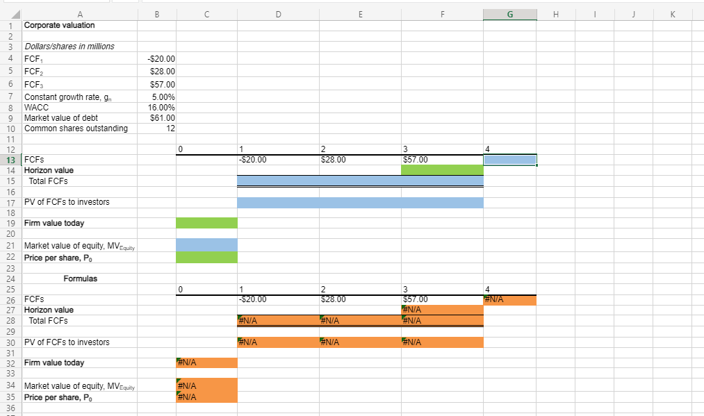  Please complete in an excel file B C D E F