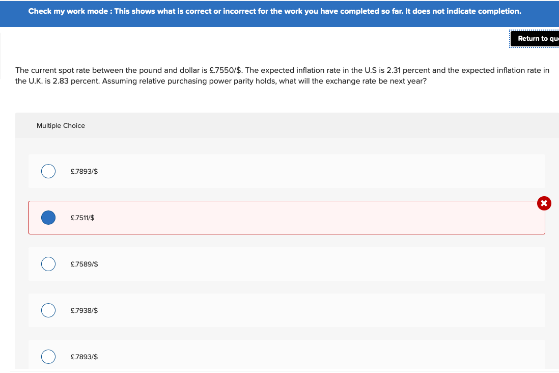 Check my work mode : This shows what is correct or