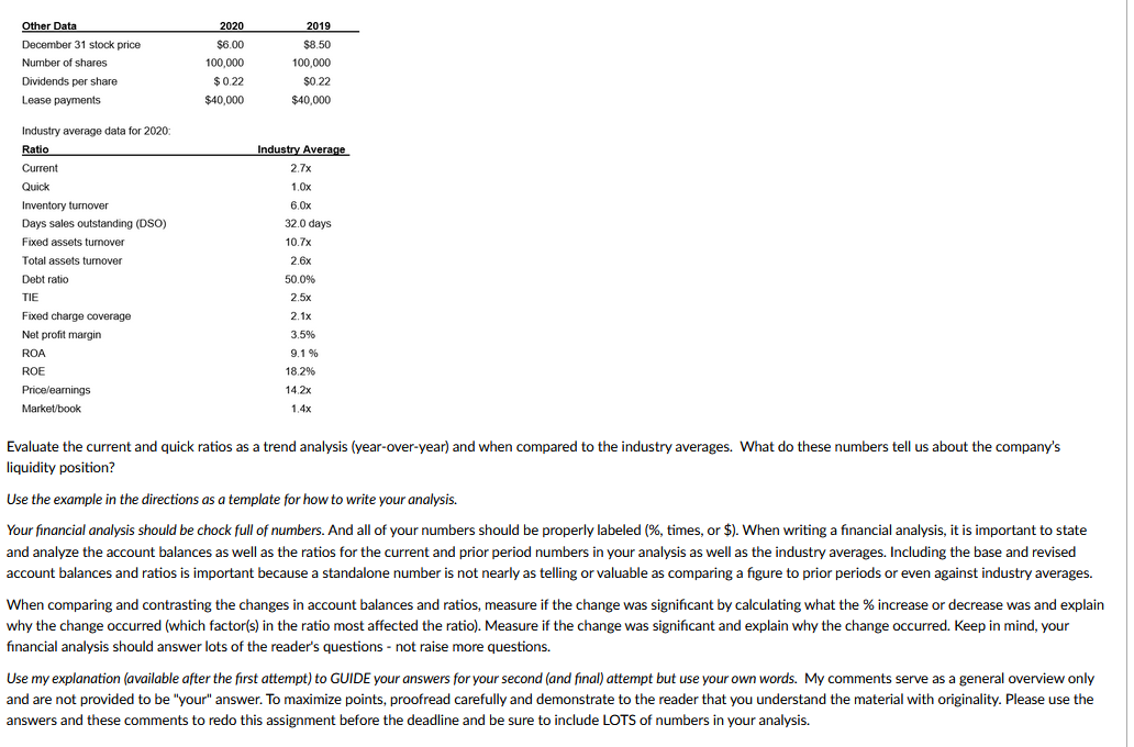  Evaluate the current and quick ratios as a trend analysis (year-over-year)