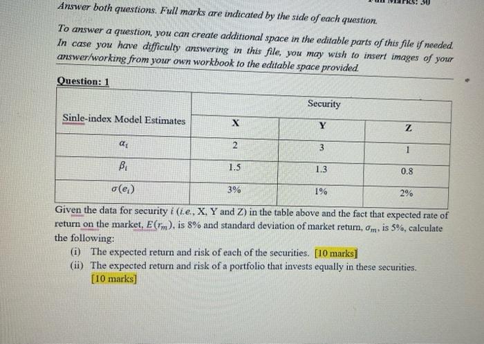 please give all answer Answer both questions. Full marks are indicated by