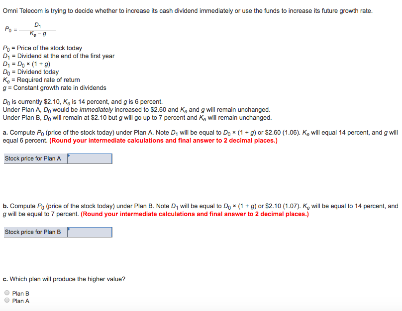  Omni Telecom is trying to decide whether to increase its cash