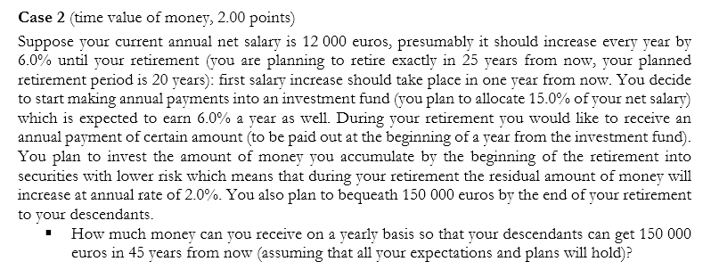 2. Please also share how you solved it Case 2 (time value