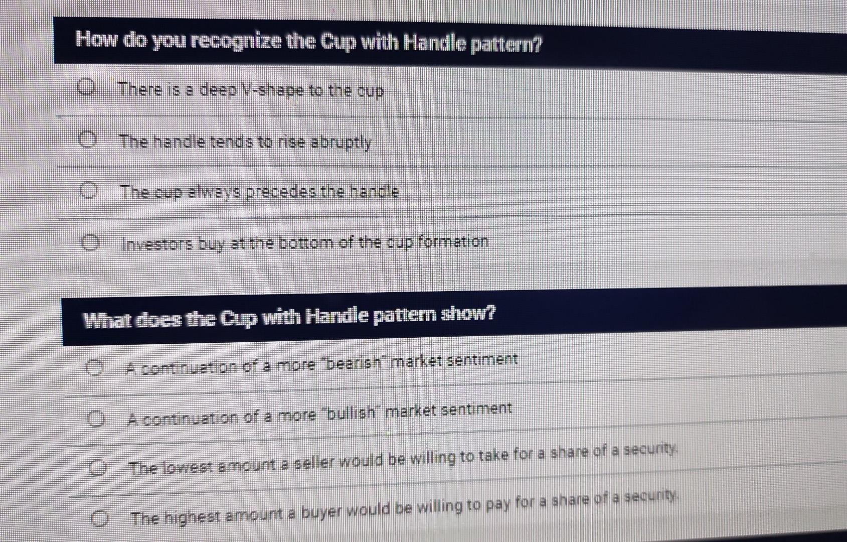  How do you recognize the Cup with Handle pattern? O There