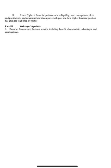 statements Cipher Corporation's December 31 Balance Sheets Assets 2020 Cash $72,000 Accounts