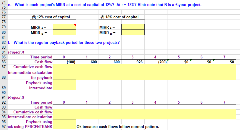 year Project are: Project A $375, 300, 200, 100, 600, 600, 926