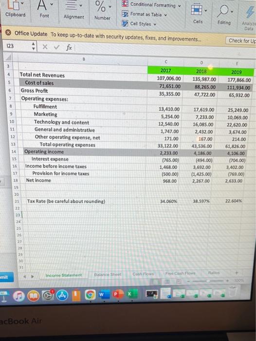the financial statements and compute NOPAT for 2017 c 2011 37.00 2017