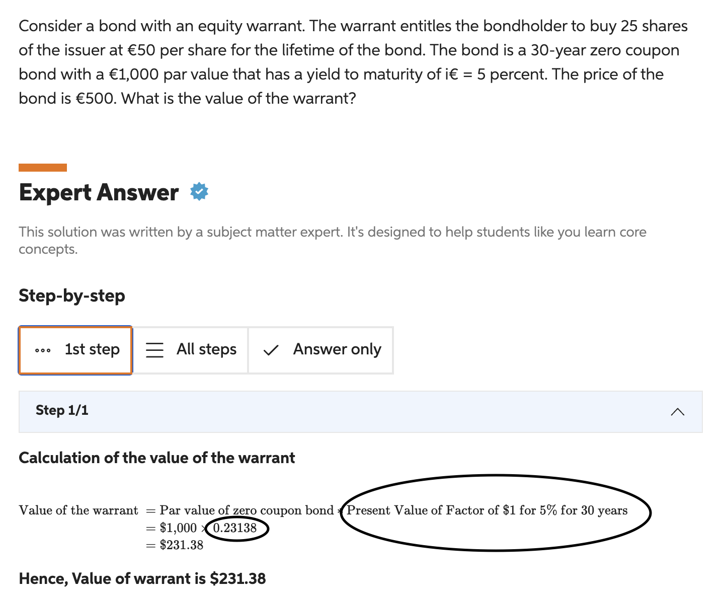 PLEASE EXPLAIN HOW THE NUMBER CIRCLED WAS CALCULATED Consider a bond