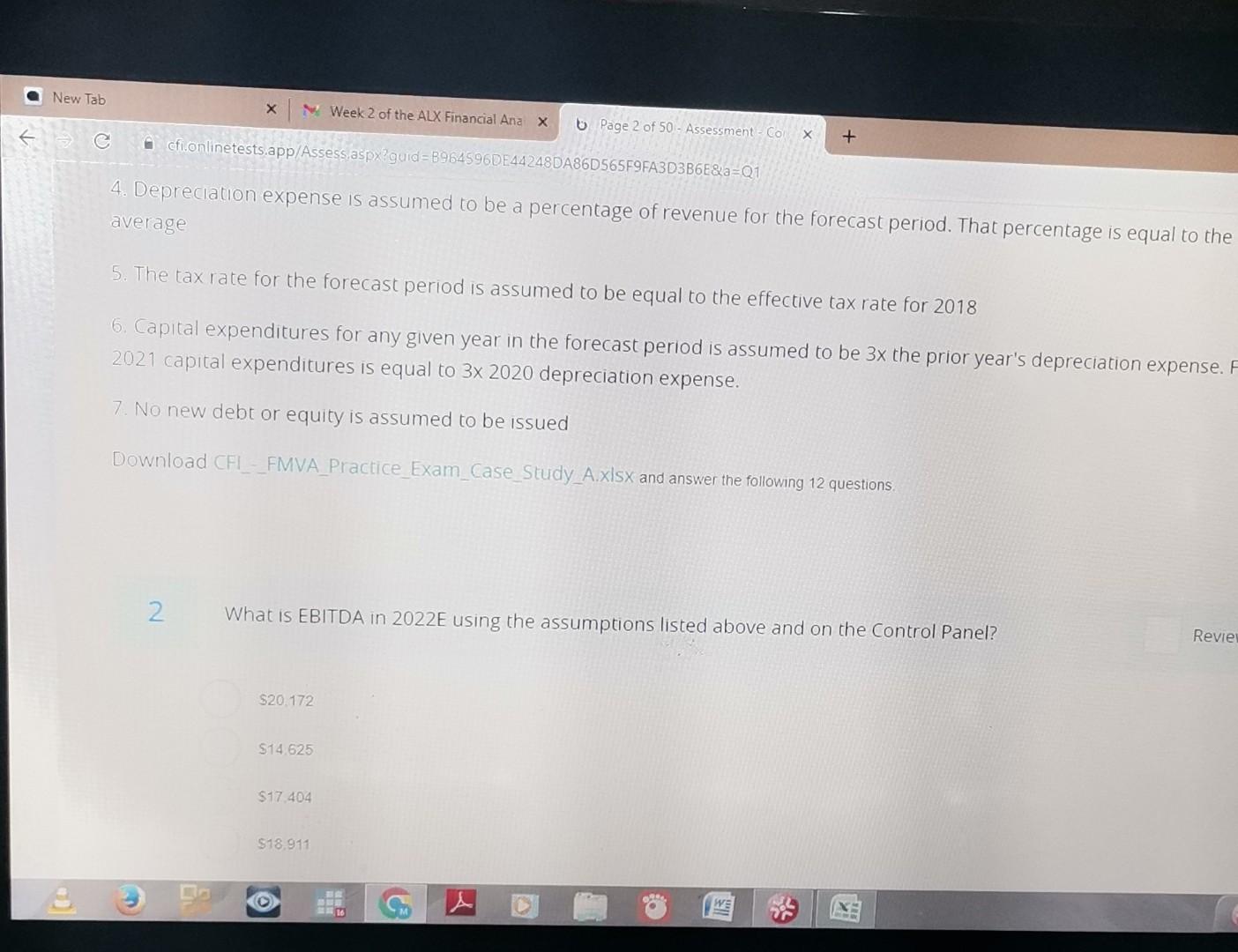  What is EBITDA in 2022E using the assumptions listed above on