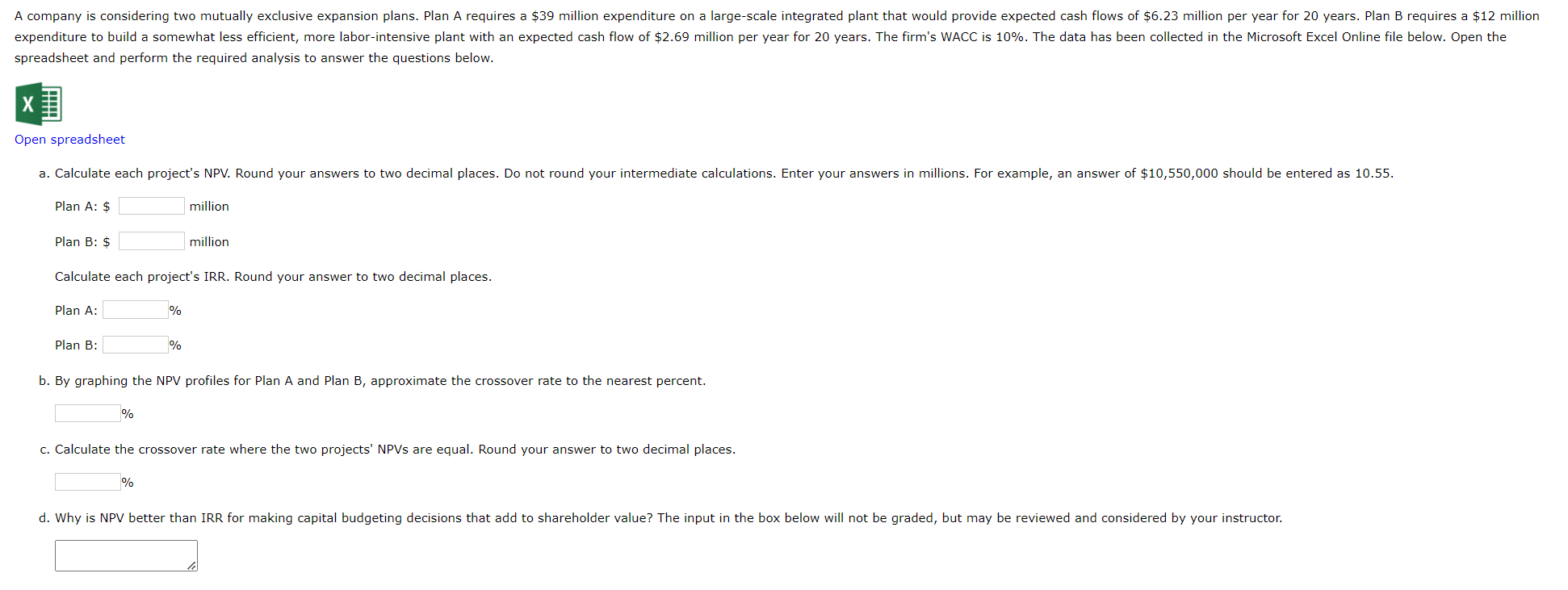 spreadsheet and perform the required analysis to answer the questions below.