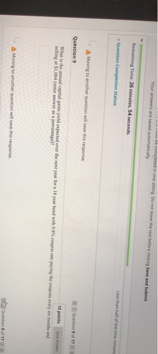  be completed in one sitting. Do not leave the test before