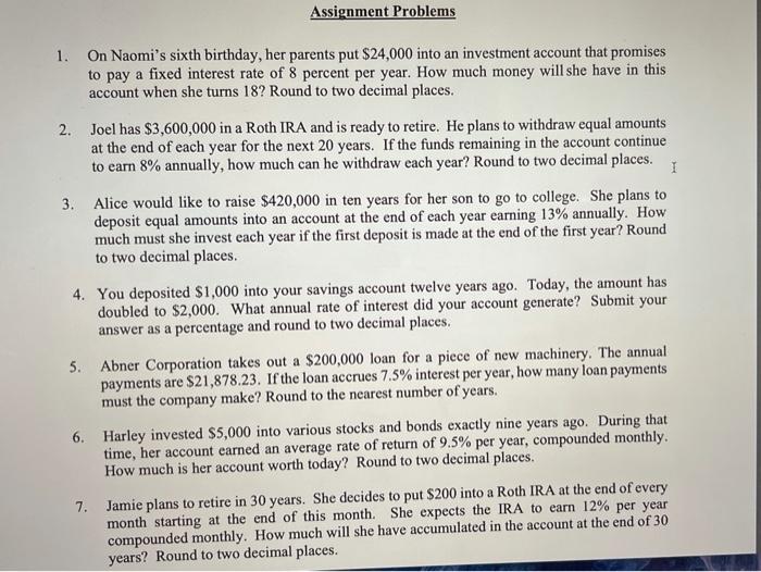 understanding on the applications of the time value of money. The scores