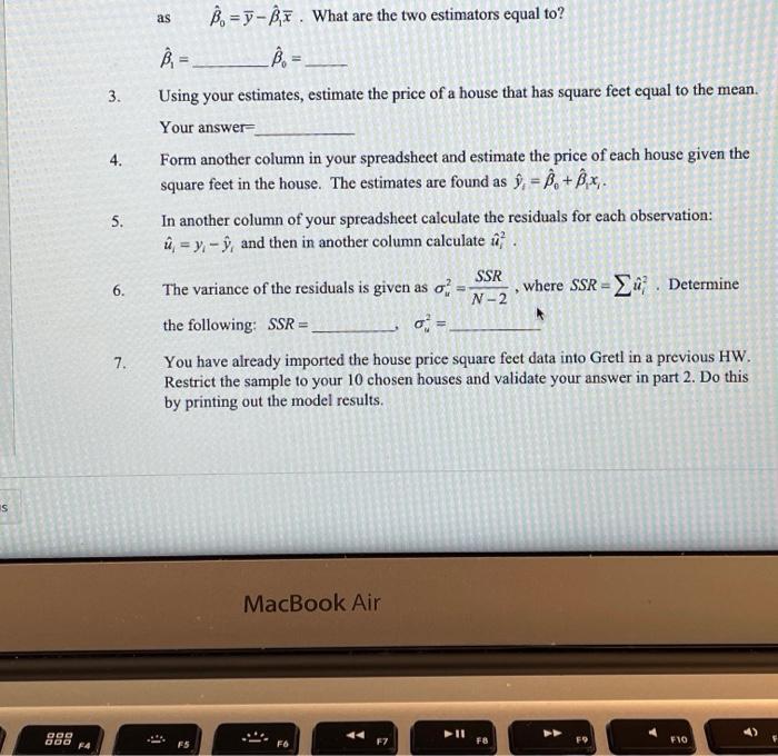 (y) and square feet (x), that we used earlier. You are assigned