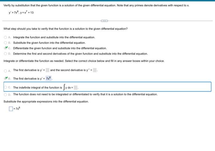  Verify by substitution that the given function is a solution of