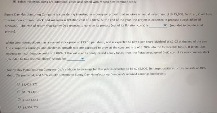 common stock by 1 minus the flotation cost-similar to how the after-tax