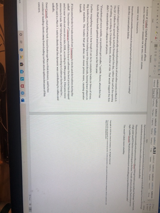 Wall Street Journal Article and any other articles you may find to