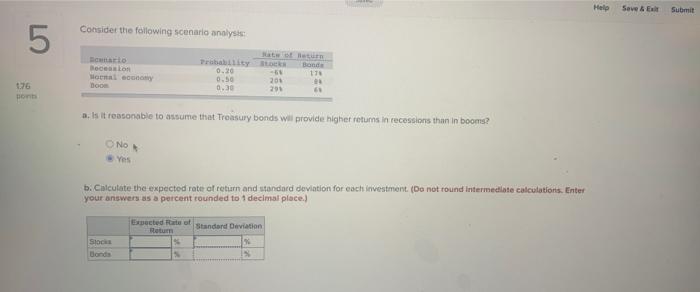  Help Save 5 Submit Consider the following scenario analysis 5 co