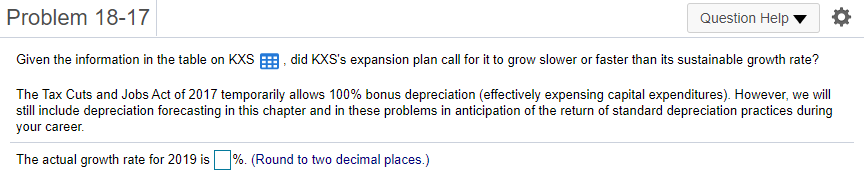  Problem 18-17 Question Help Given the information in the table on