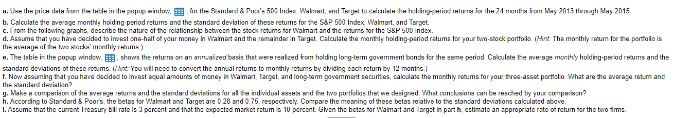 a. Use the price data from the table in the popup