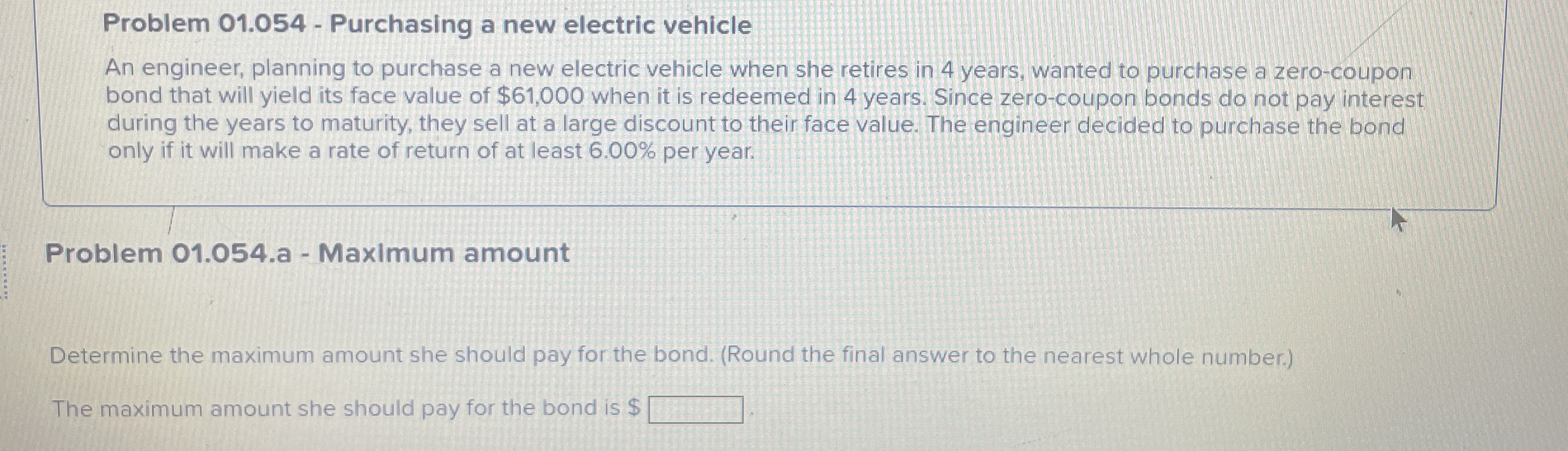  Problem 01.048- MARR and opportunity cost Last month, you lent a