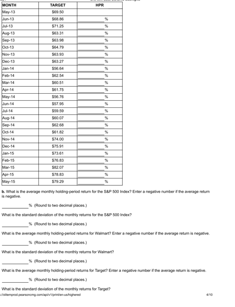 holding-period returns for your two-stock portfolio. (Hint: The monthly return for the
