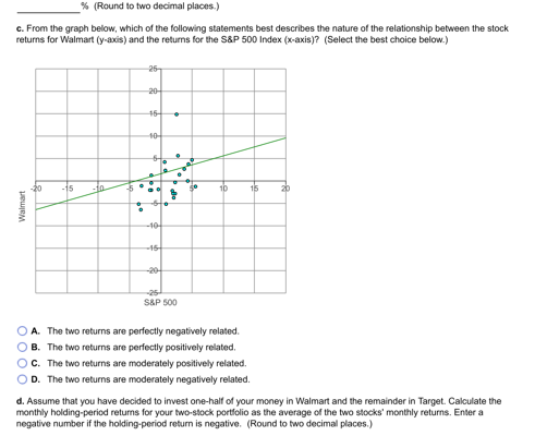 portfolio is the average of the two stocks' monthly returns.) e. The