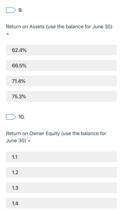 the following ratios from the information sheet and balance sheet that are